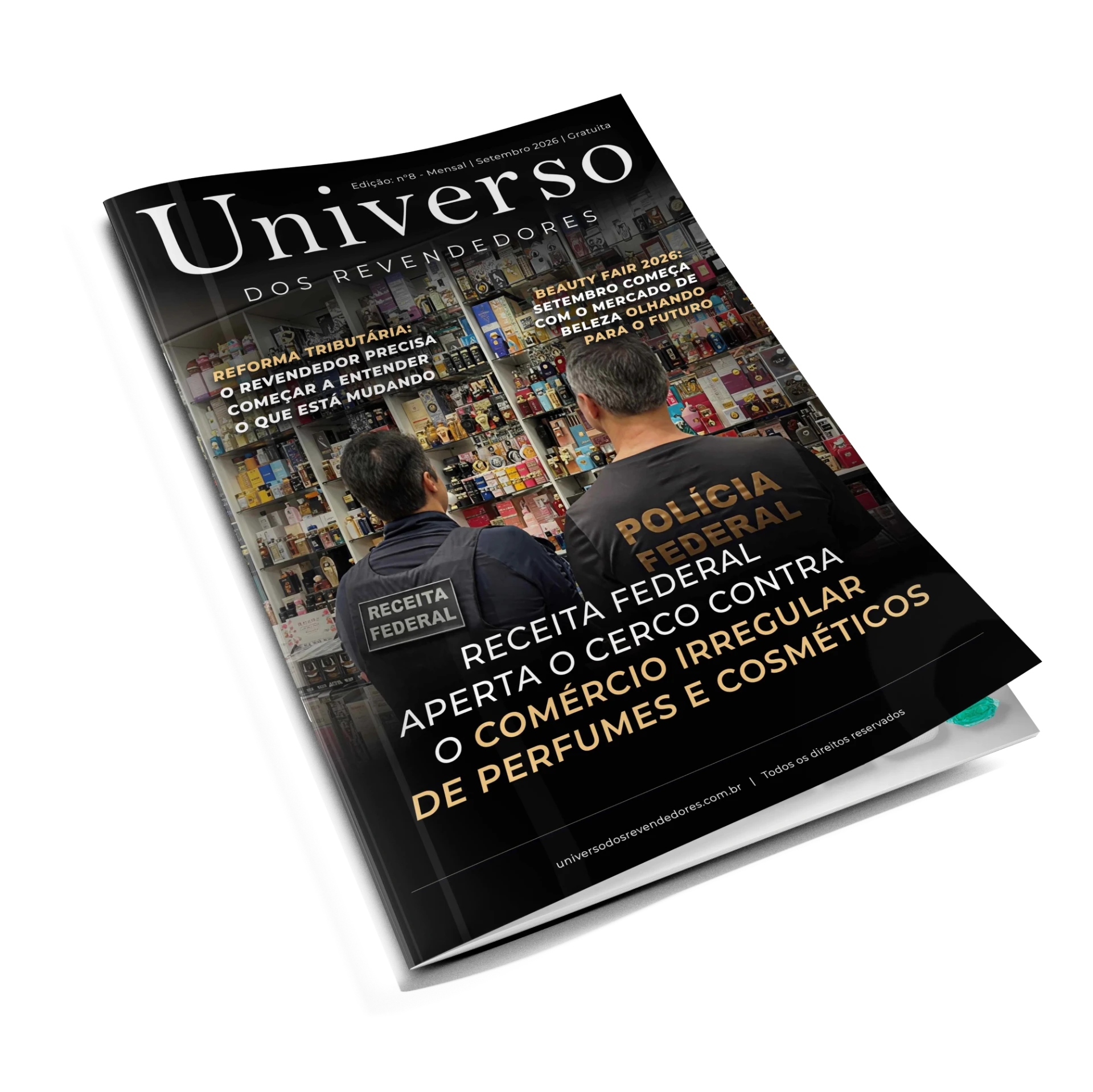 Mockup da revista Universo dos Revendedores